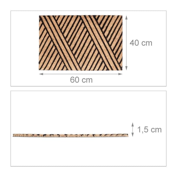 Dørmatte kokosfiber sorte striper