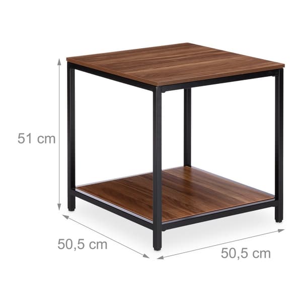 Sidebord i træ med metalbund