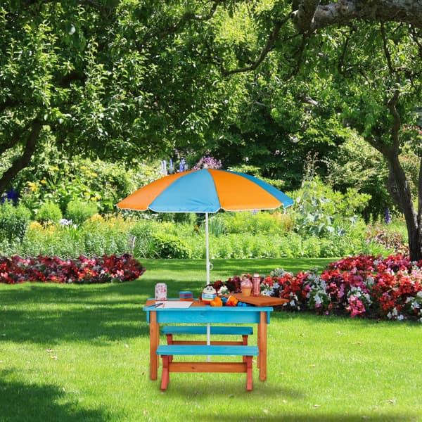 Picknickbord för barn med parasoll