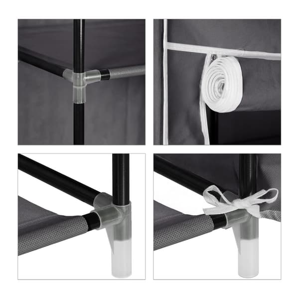 Stoffgarderobe XXL med 9 hyller