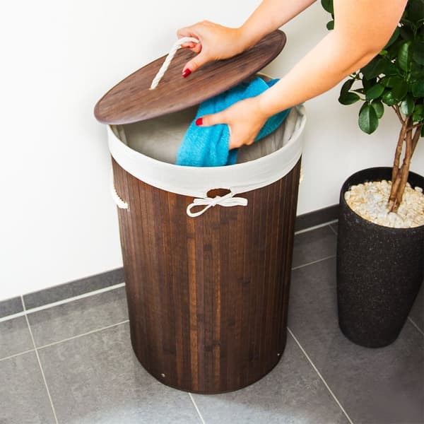 Tvättkorg bambu rund