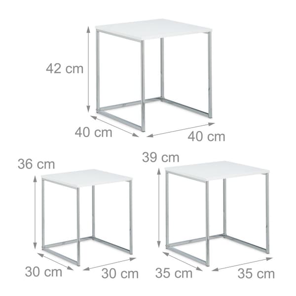 Sidobord i set om 3 med metallben