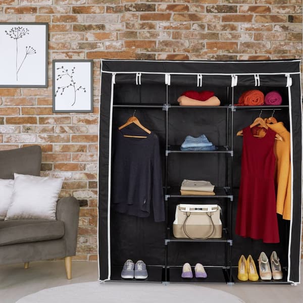 Stoffgarderobe XXL med 9 hyller