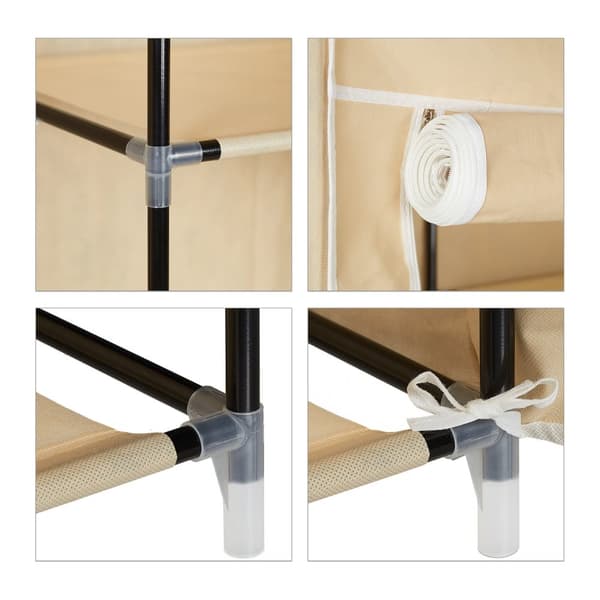Stoffgarderobe XXL med 9 hyller