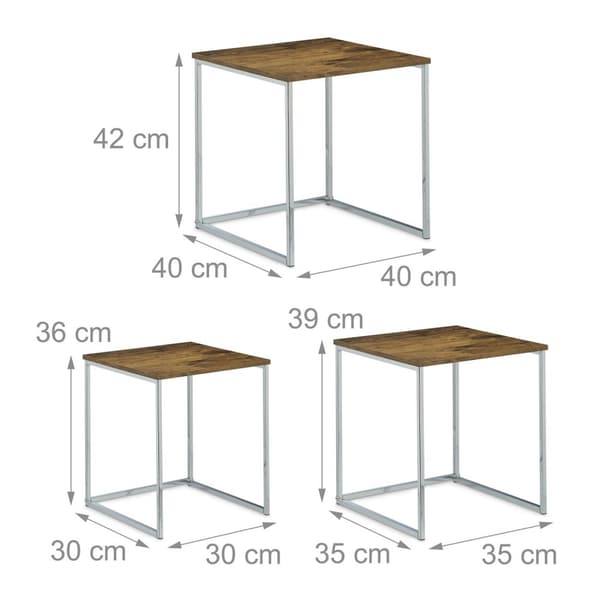 Sidebord i sett på 3 med metallben