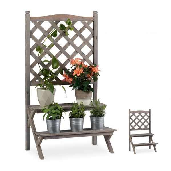Blomstertrappor med spaljé grå