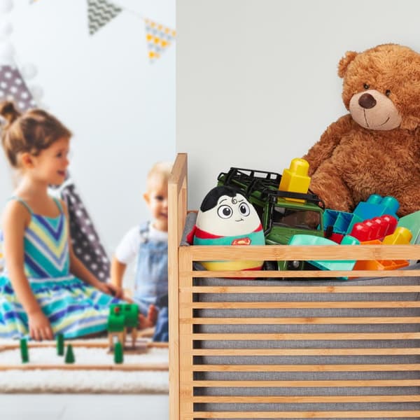 Bambus skittentøyskurv med lokk