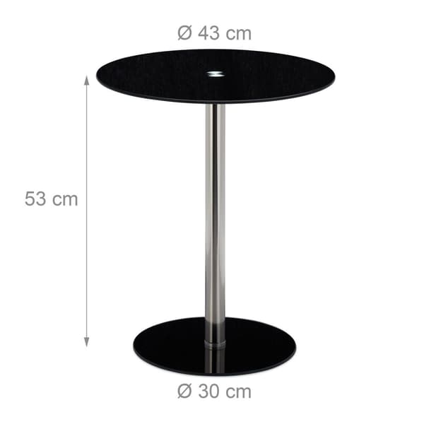 Sidebord i glass og rustfritt stål