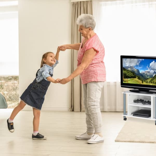 Tv-bord med hjul og 2 rum