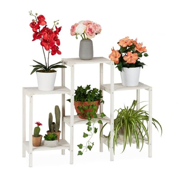 Blomsterstativ hvit tre