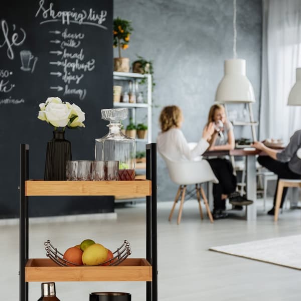 Serveringsvogn i bambus med 3 hylder