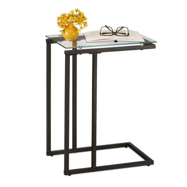 U-formet sidebord i glass og metall