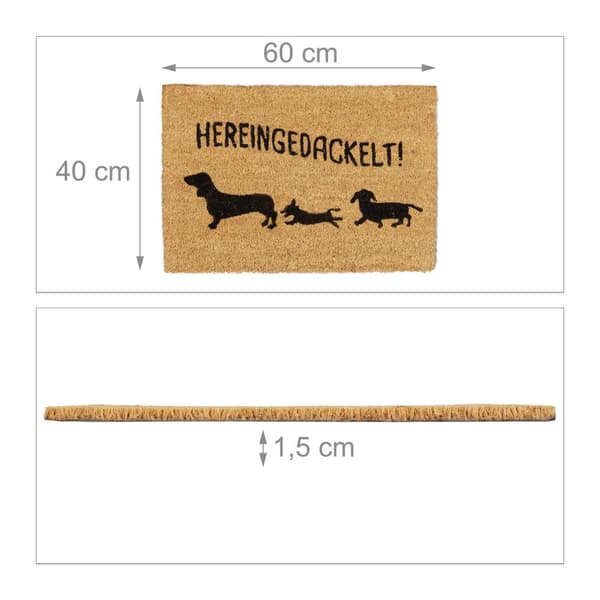 Dørmatte i kokos "Hereingedackelt"