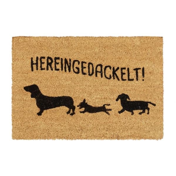 Dørmatte i kokos "Hereingedackelt"