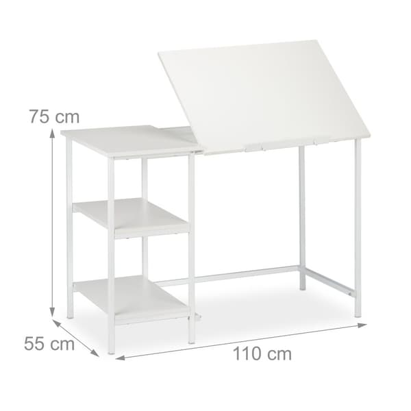 Taitettava työpöytä 3 hyllyllä