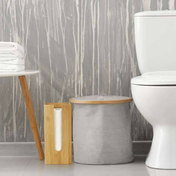 Stående bambus toiletpapirholder