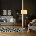 Miniatyrbillede 2 af 9: Gulvlampe med stofskærm