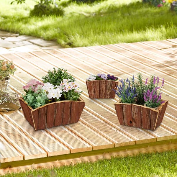 Blomlåda Trä Uppsättning med 3