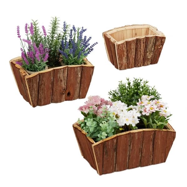 Blomlåda Trä Uppsättning med 3