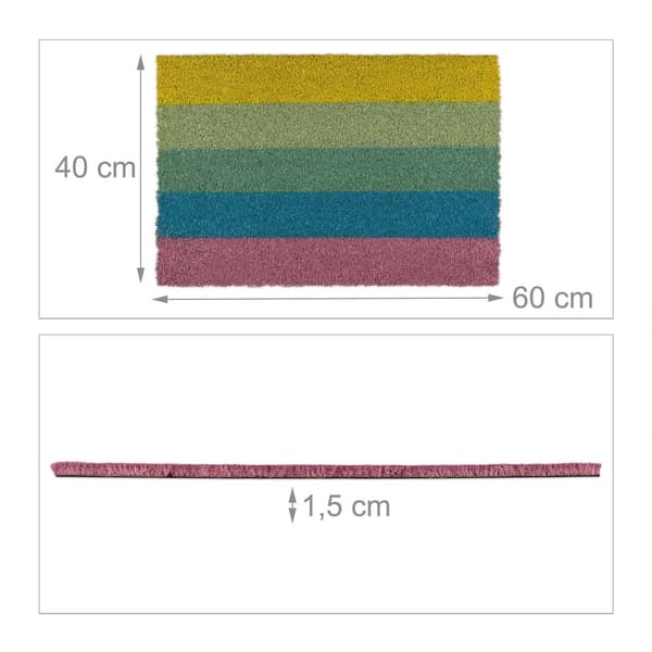 Dørmatte kokosfiber regnbuefarget