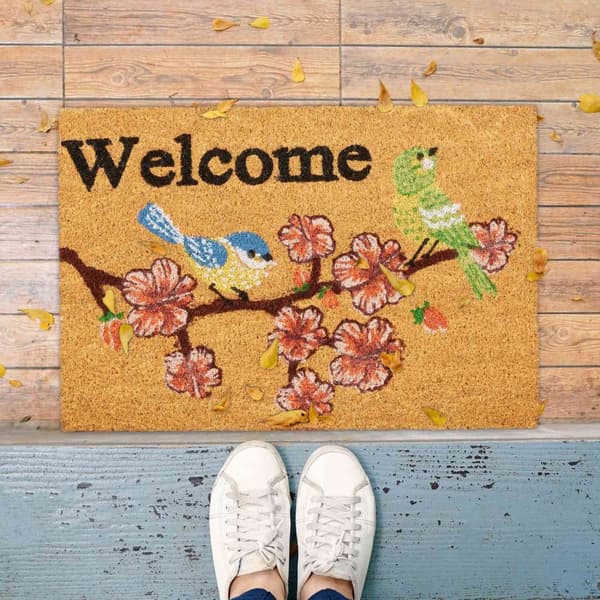 Dörrmatta kokosfiber ”Welcome” fåglar