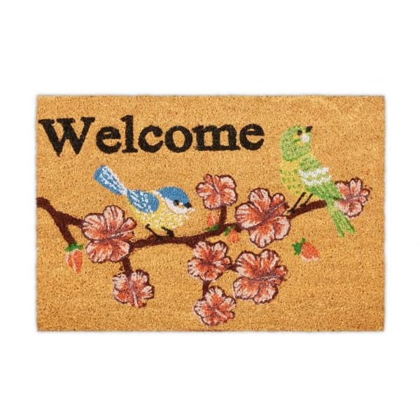 Dörrmatta kokosfiber ”Welcome” fåglar