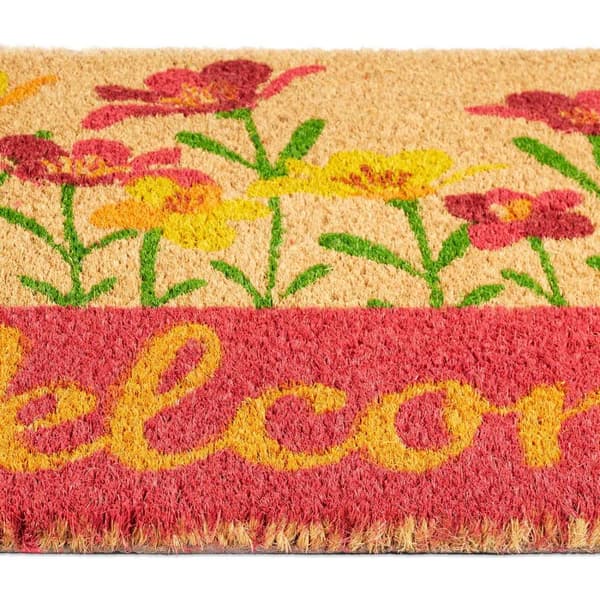 Dørmatte kokosfiber "Velkommen" blomster