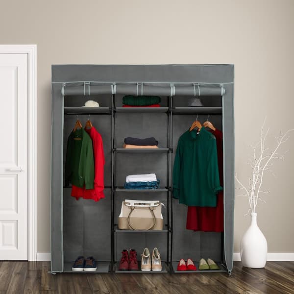 XXL stoffgarderobe med 2 klesstanger