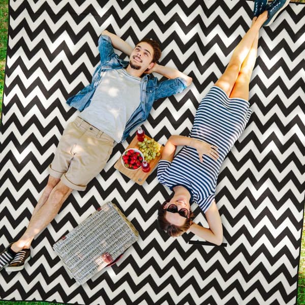 Picnic-tæppe 200 x 200 cm zigzag