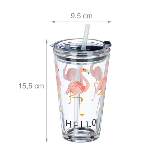 4 lasipullon setti Flamingo