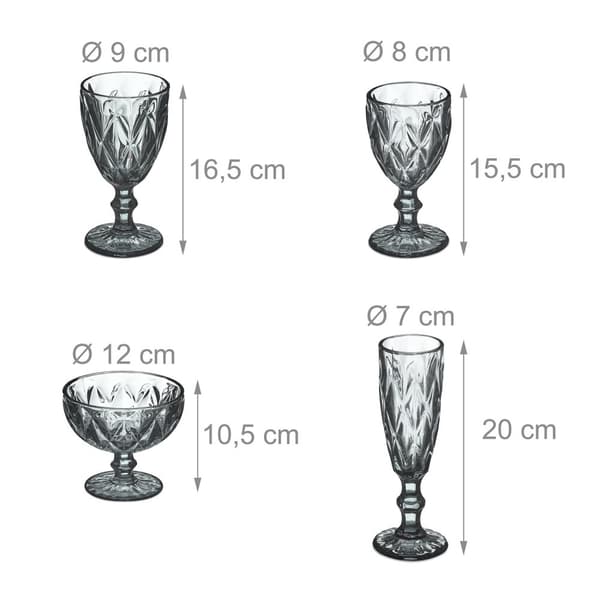 Sett med 7 grå glass
