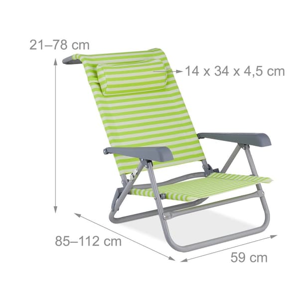 Strandstol med nakkepude - foldbar
