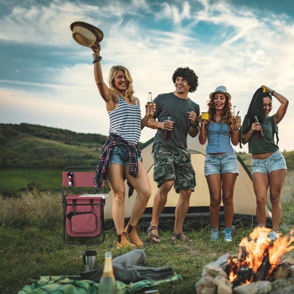 Campingstol med ryggstöd röd