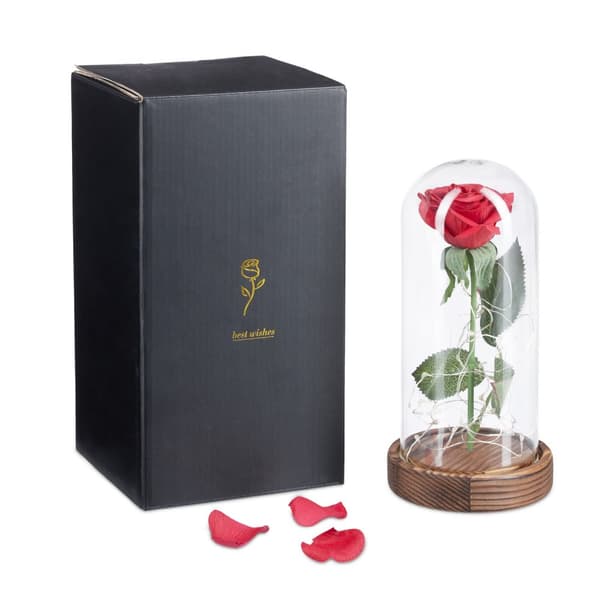 Evig rose i glass med stearinlys