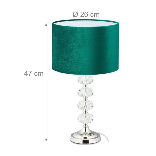 Bordlampe i krystal og fløjlsgrøn