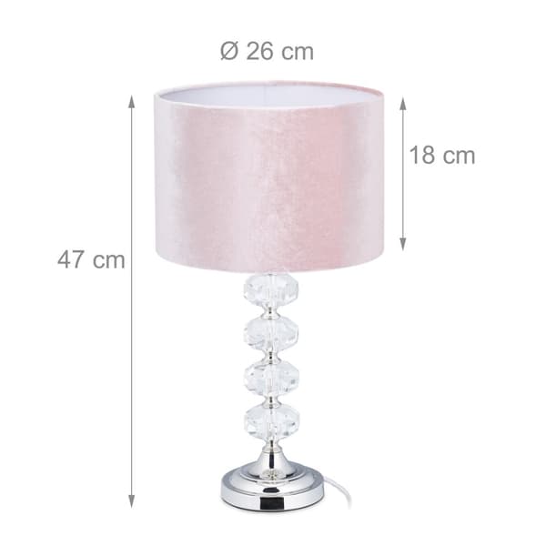 Bordlampe i krystal og fløjlsrosa