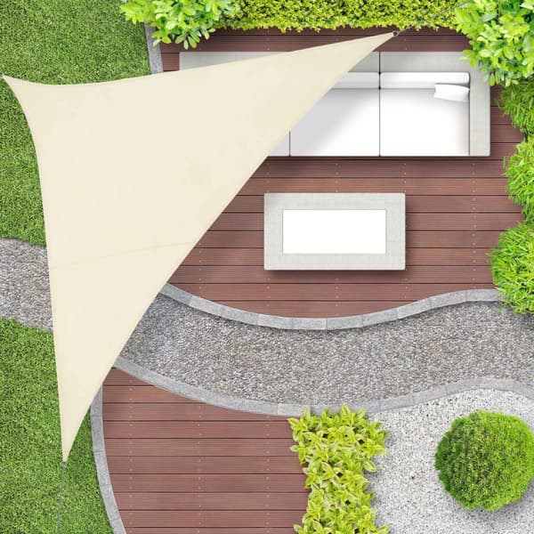 Solsejl polyester trekantet beige