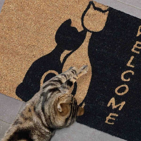 Dörrmatta kokosfiber ”Welcome” med katt
