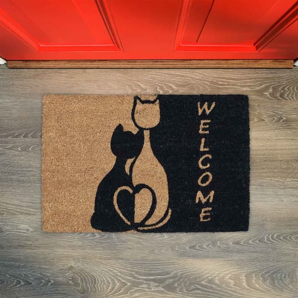 Dörrmatta kokosfiber ”Welcome” med katt