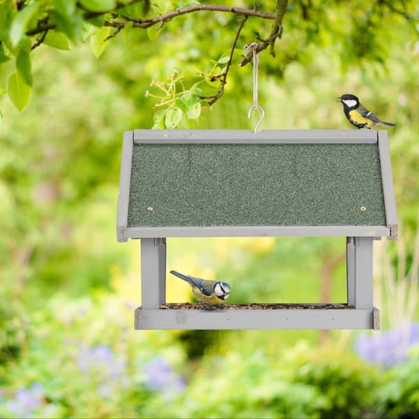 Vegghengt fuglebord grå