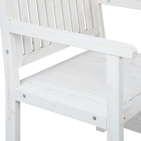 Hvid havebænk med bord