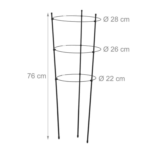 Växtstöd 76 cm svart, set om 2