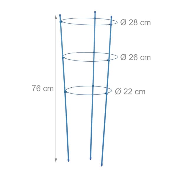 Plantestøtte 76 cm blå, sett med 6 stk
