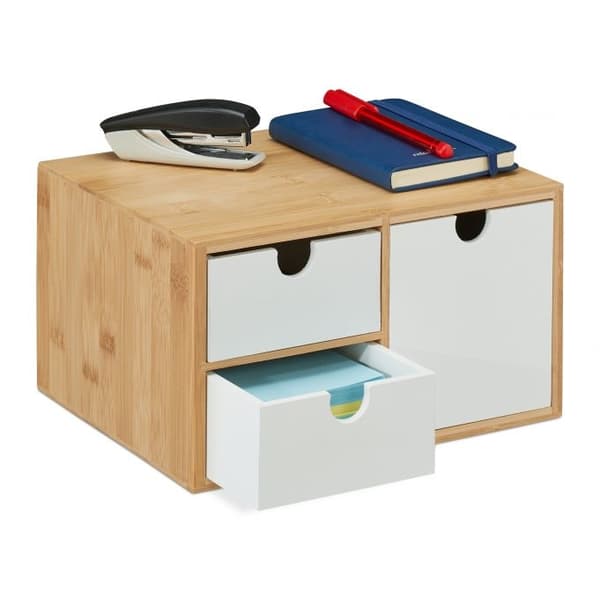 Skuffeboks i bambus &amp; MDF 3 rom
