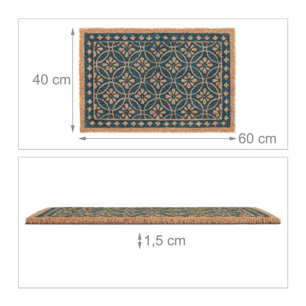 Dørmåtte kokosfiber med blomsterdesign