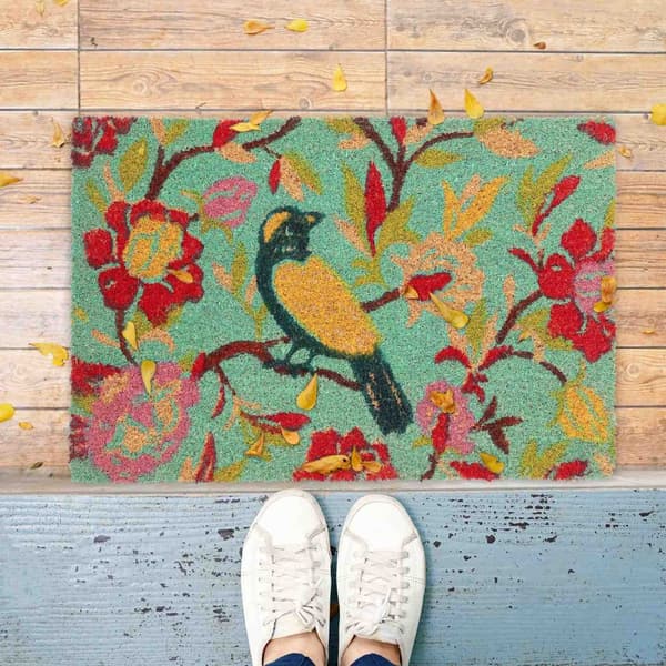 Kokosfiber dørmåtte med fuglemotiv