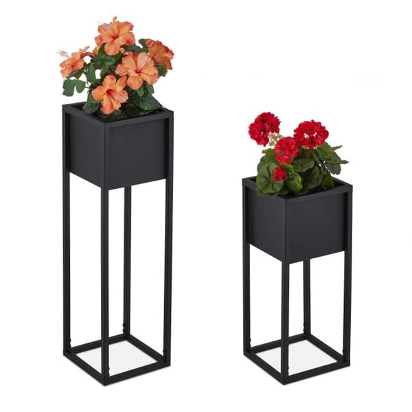 Blomsterstativ i metall - 2 stk i sort