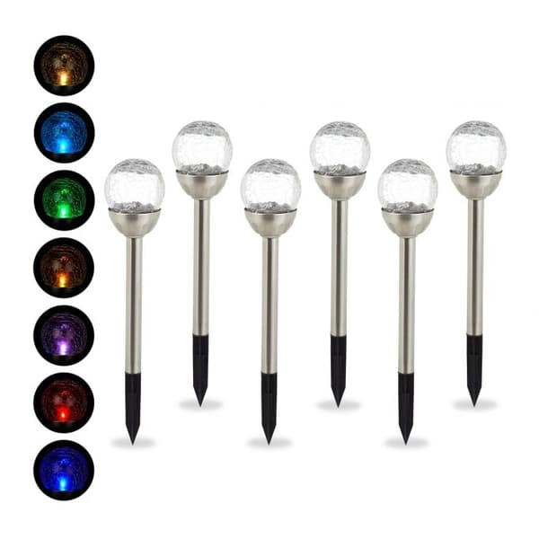 Sett med 6 solcellelamper fargeendring