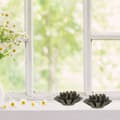 Miniatyrbild 5 av 7: uppsättning med 2 blomformade värmeljushållare
