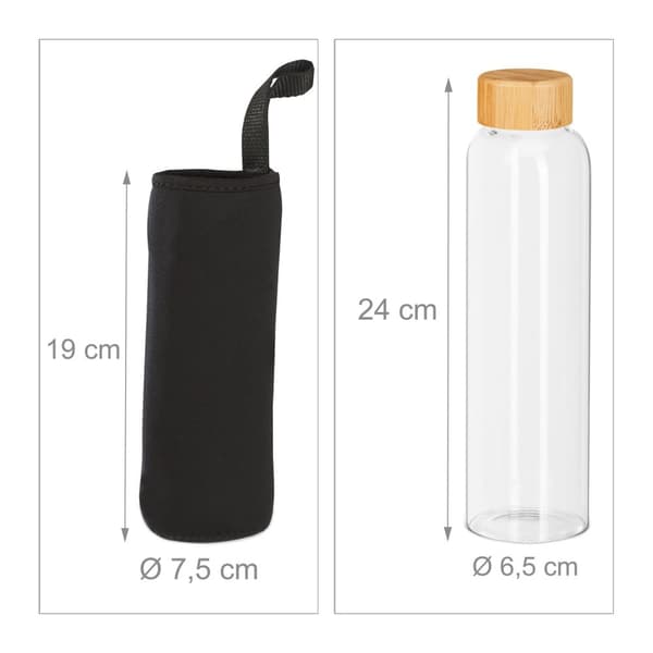6x Bambukannen juomapullo 500 ml